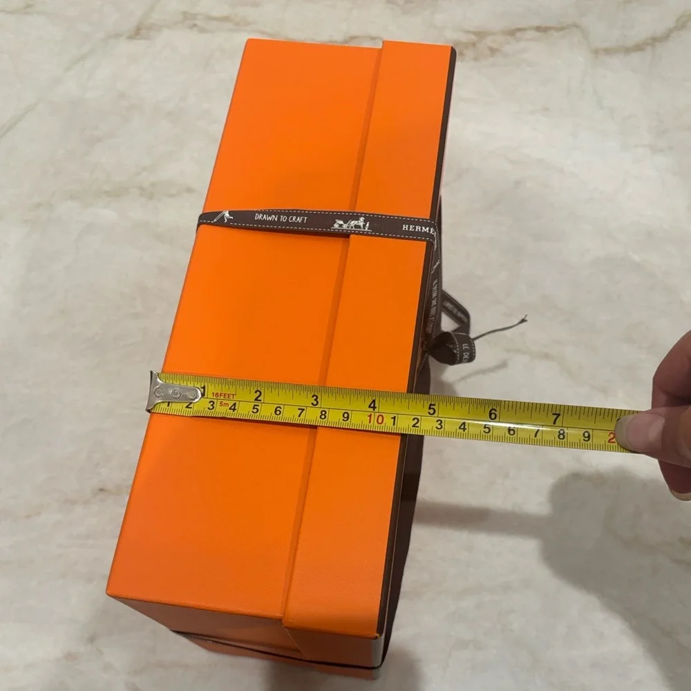 Authentic Hermès Orange Shoe Boxes with Ribbons – 12.25″ × 8.25″ × 4.5″– Set of2